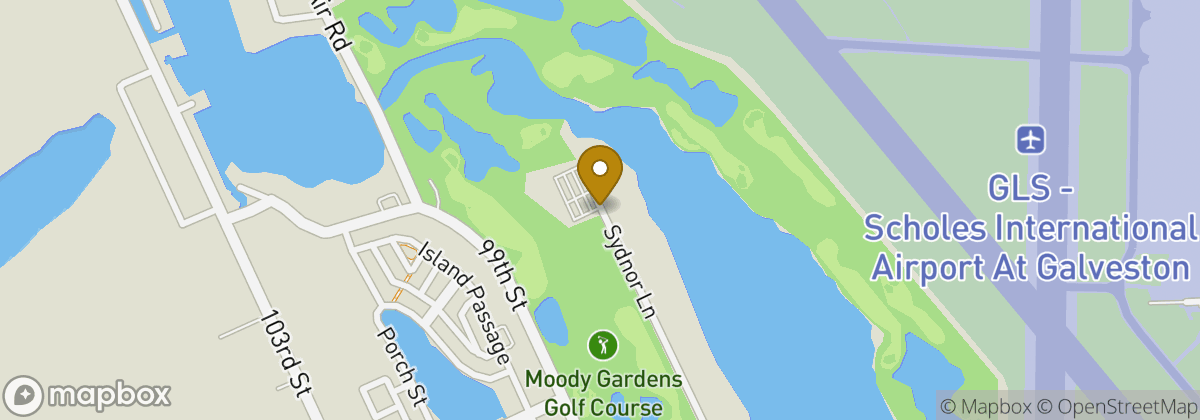 Map location: Moody Gardens Golf Course - Driving Range & Restaurant