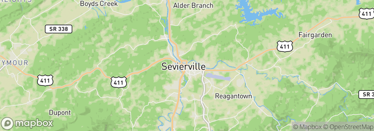 Map: Sevierville, TN