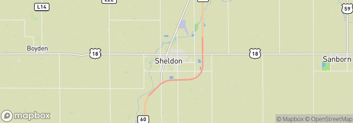 Map: Sheldon, IA