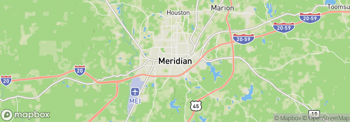 Map: Meridian, MS