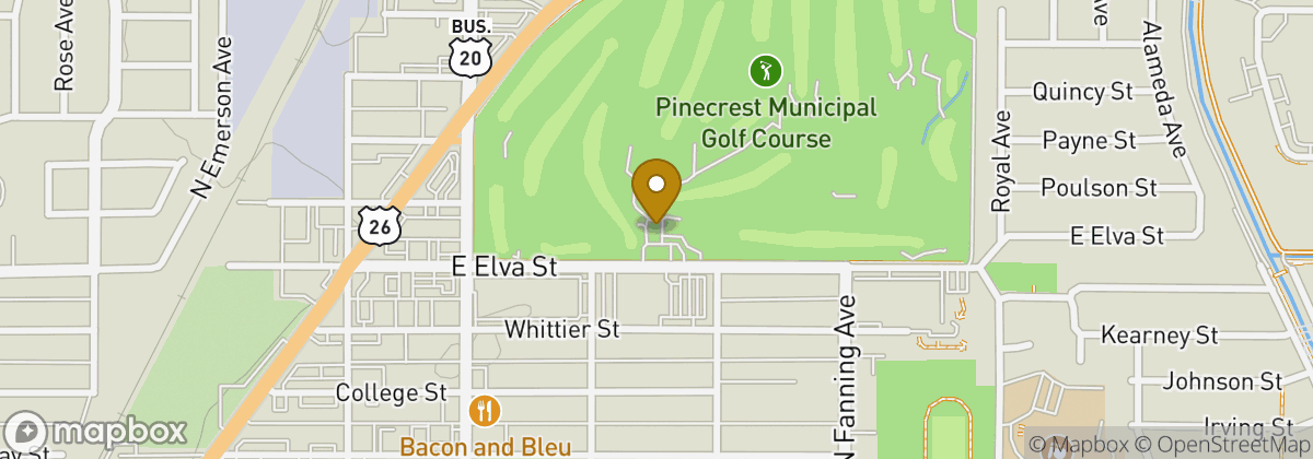Map location: Pinecrest Golf Course