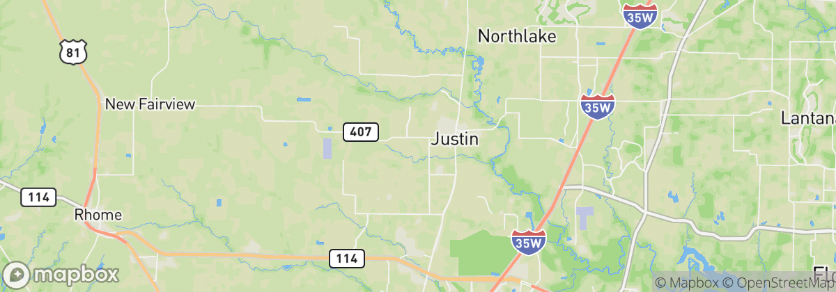 Map: Justin, TX